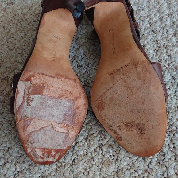 Manolo Blahnik ningia rich Brown Studded Strappy Pump sandals size 37 - Picture 14 of 15